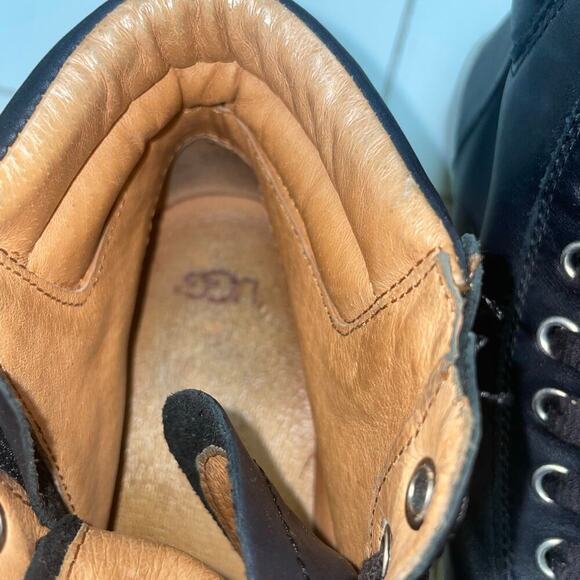 Ugg Olive Lace Up Leather Hi Top Sneaker Size 9 - Picture 5 of 6